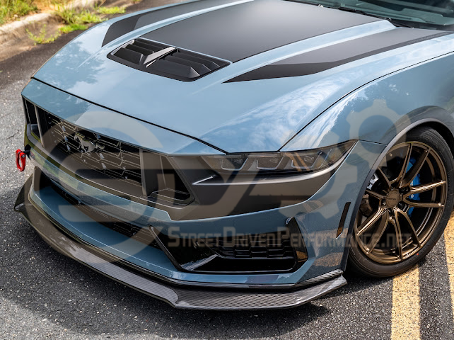 2024-Up Ford Mustang S650 | Dark Horse Factory Style CARBON FIBER Front Bumper Lip Splitter Ground Effects